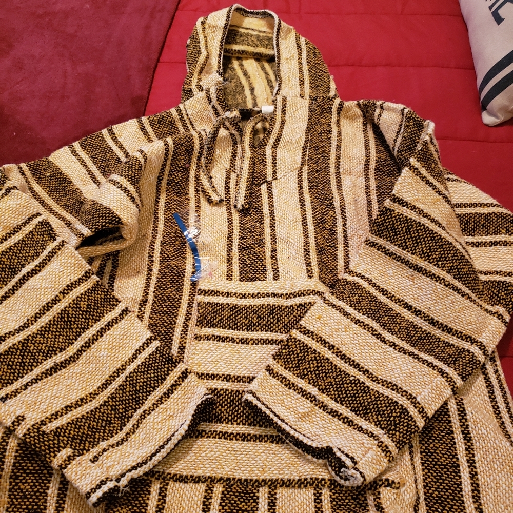 Beautiful blanket type hoodie. Brand new. Heavy, quality, cream and brown-gray.